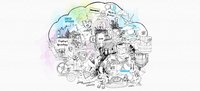 Illustration mit vielen Elementen zum Thema Design